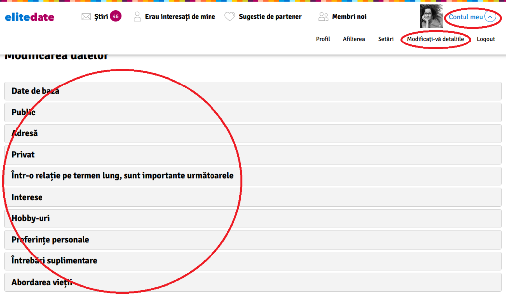 Unde pot modifica informațiile pe care le-am completat atunci când m-am înregistrat?